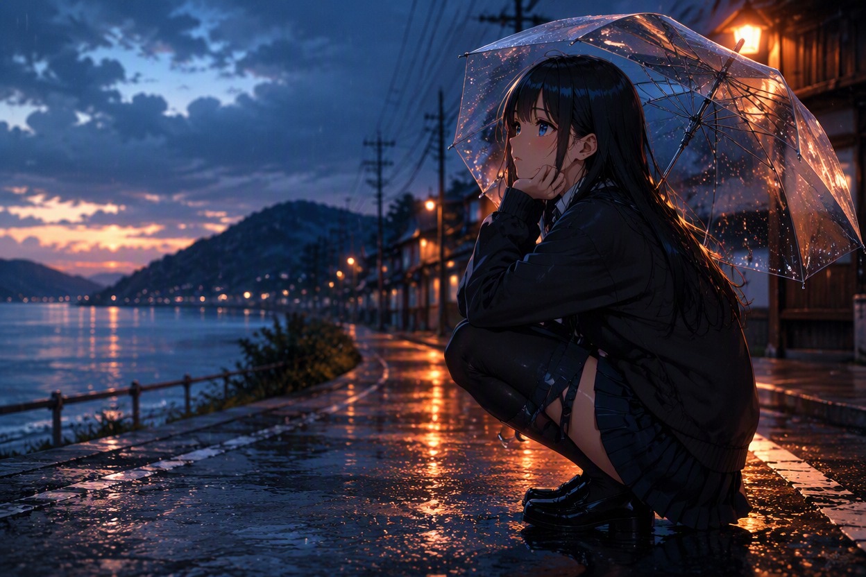 Atmospheric anime story scene designed for image animation