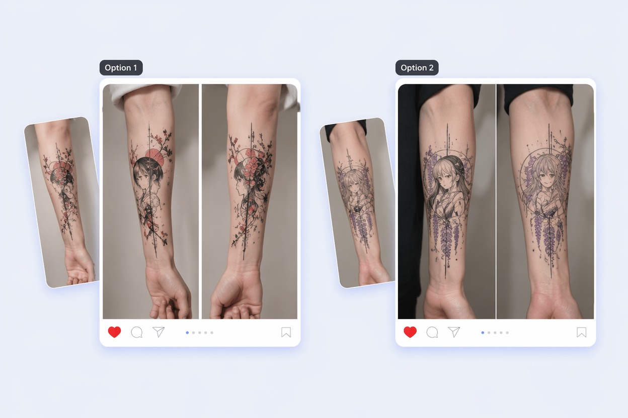 Preview Body-Aware Composition — Anime Tattoo Generator