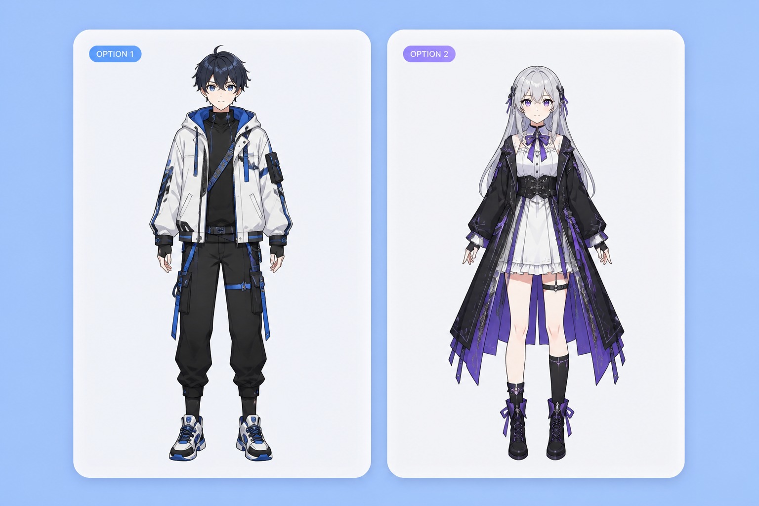 Anime full-body reference-sheet style character art