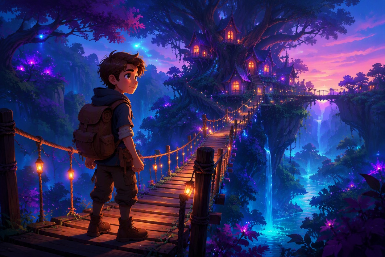 Cinematic cartoon story scene generated from text
