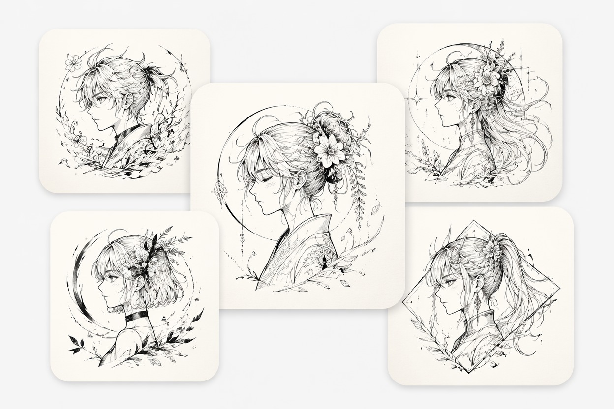 Character Linework Piece — Anime Tattoo Generator