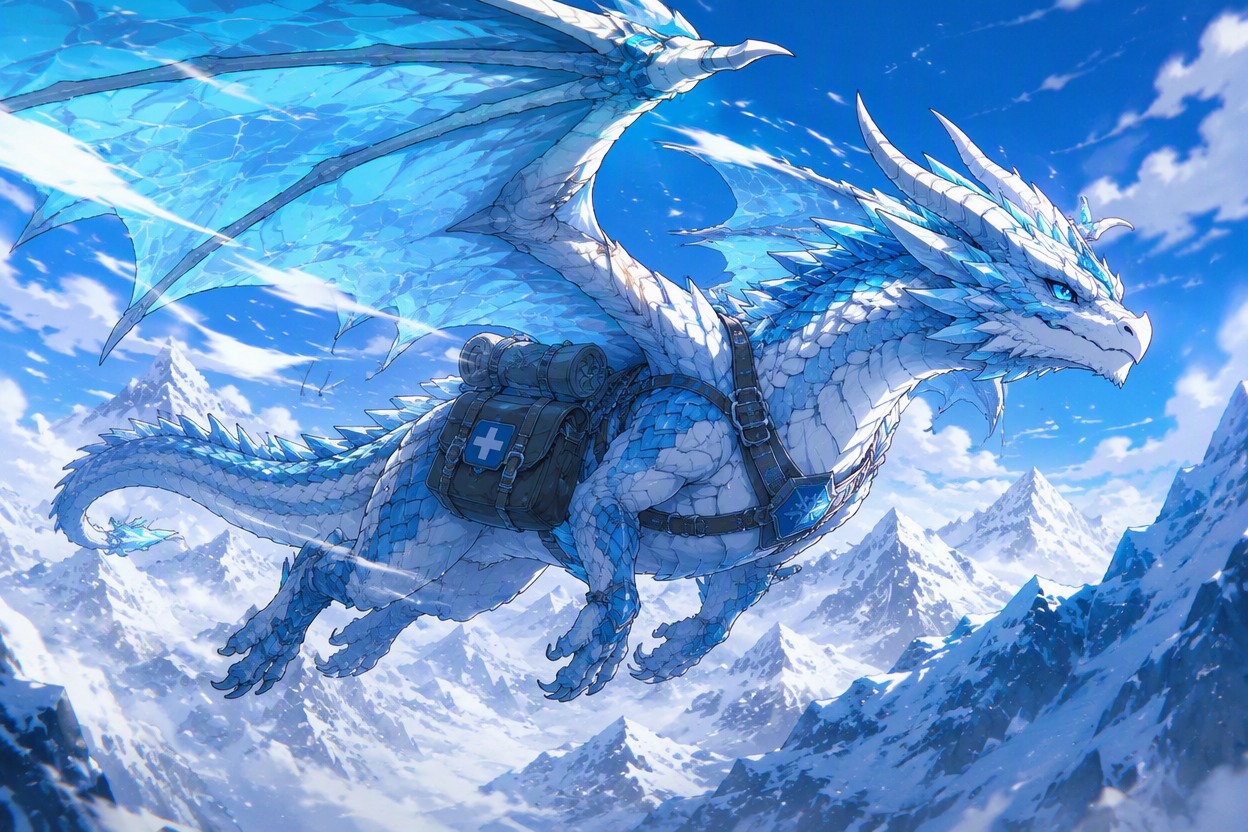 Original gentle glacier cave healer dragon OC