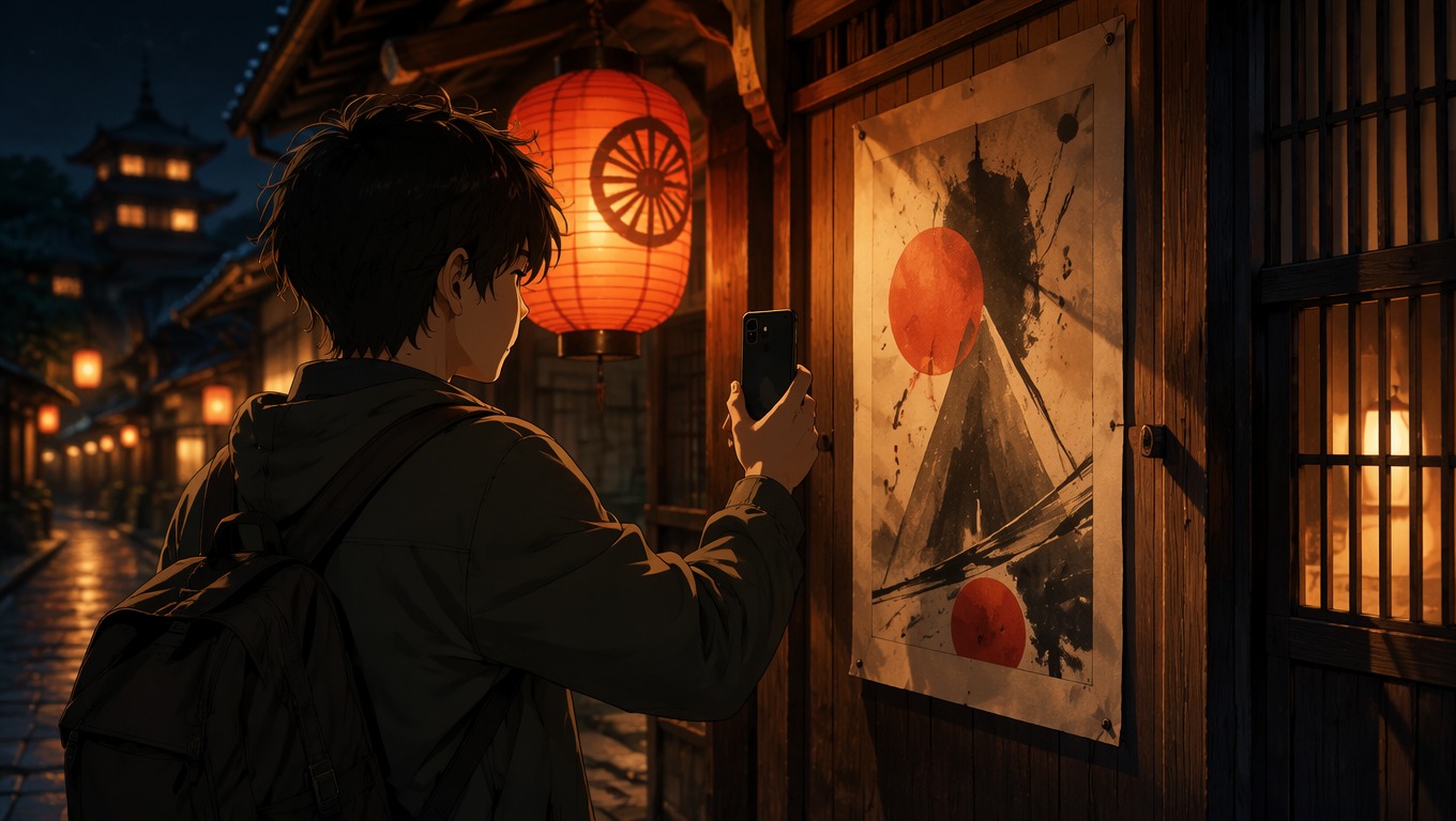 Japanese image translator used in an illustrated street scene