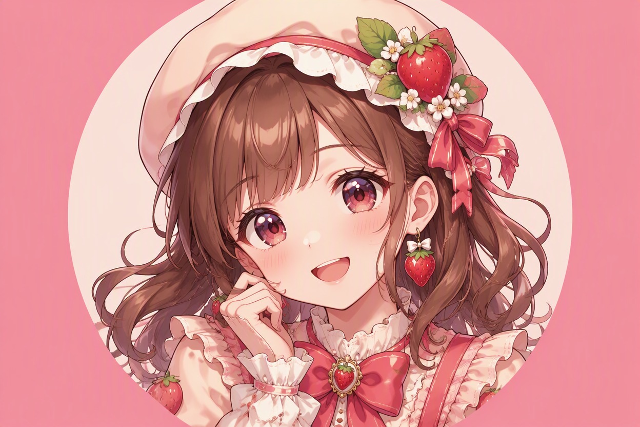 Original berry-themed dessert town character portrait