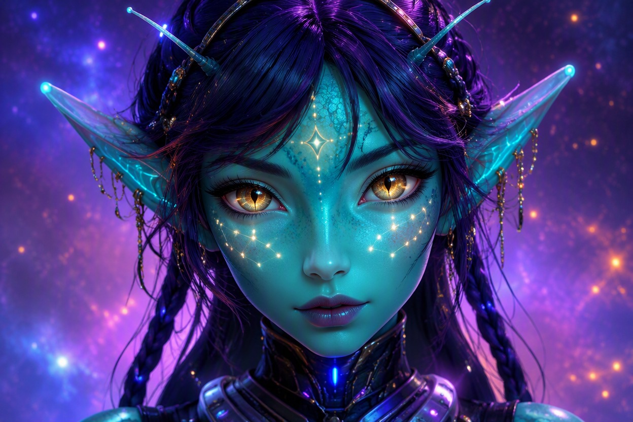 Expressive anime-style alien OC portrait