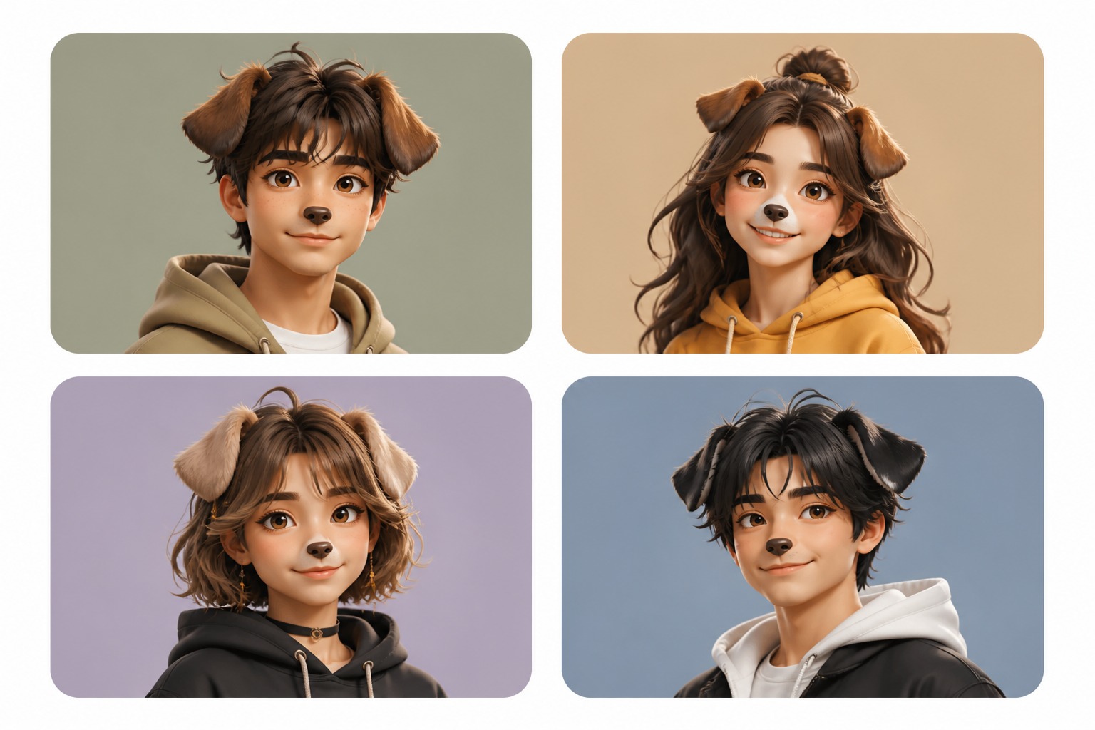 Dog to human AI portrait concept
