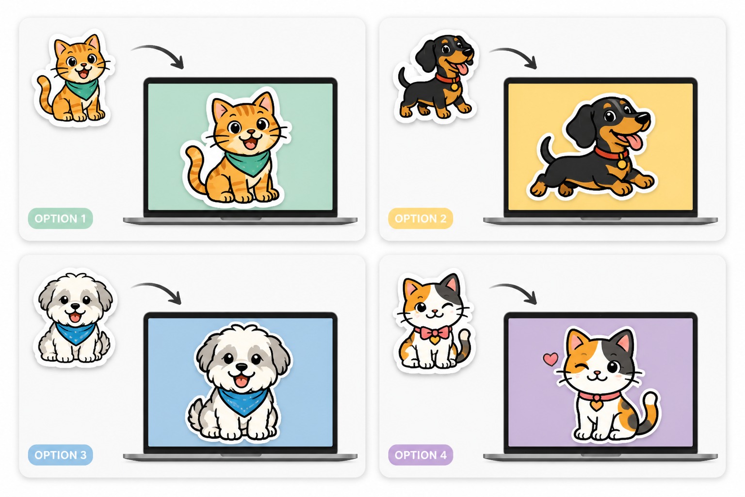 Make cartoon pet sticker art