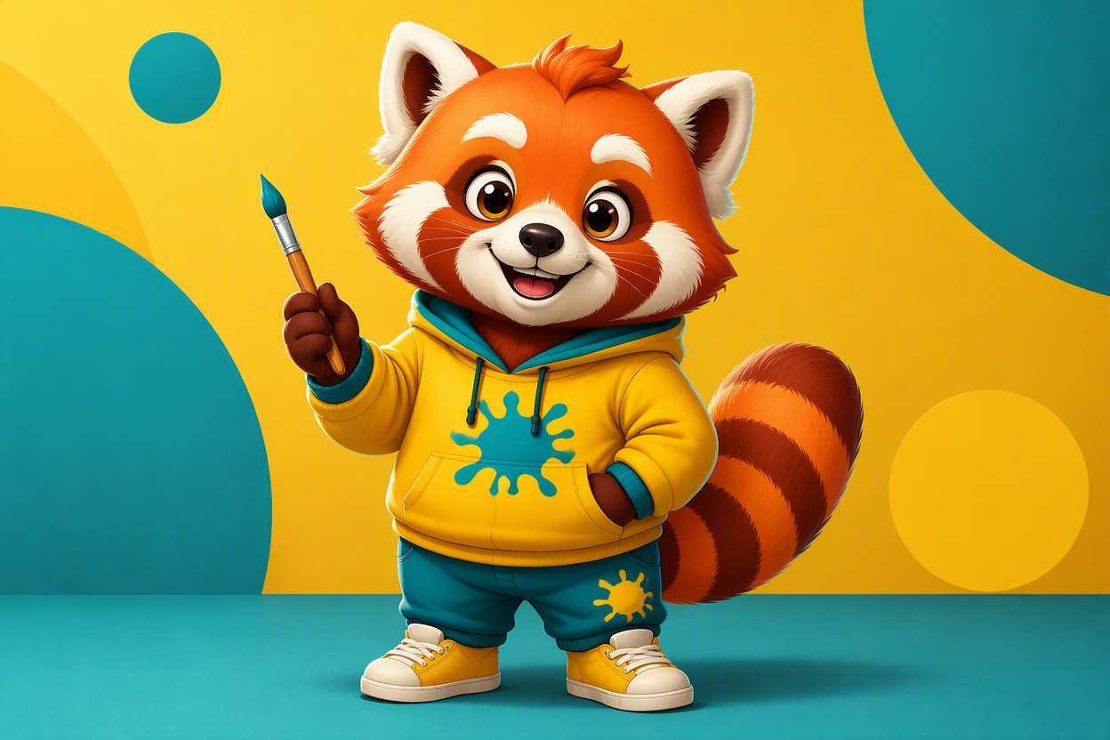 Colorful cartoon mascot generated from text