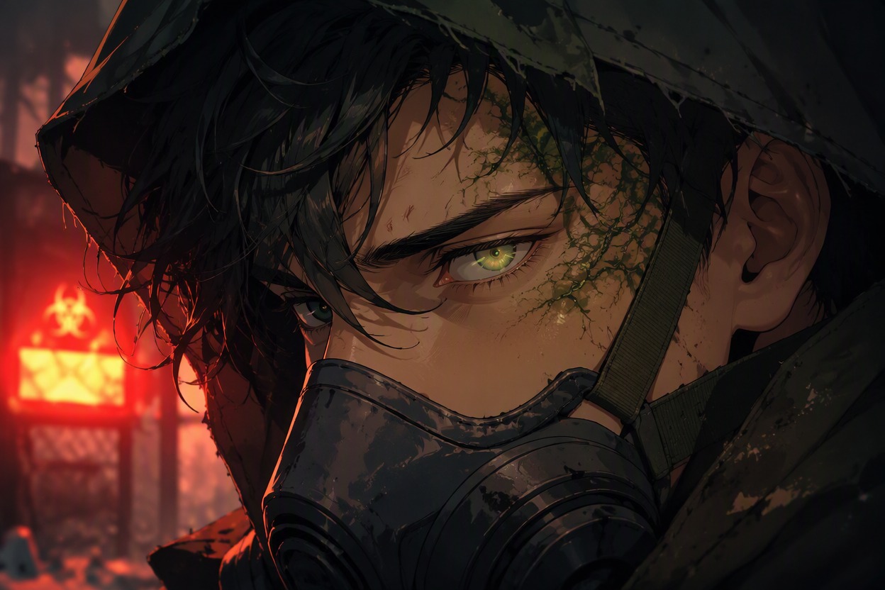 Partially infected apocalypse antihero with recognizable human identity
