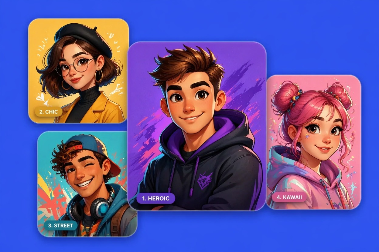 Character-like caricature portrait for mascot or OC reference