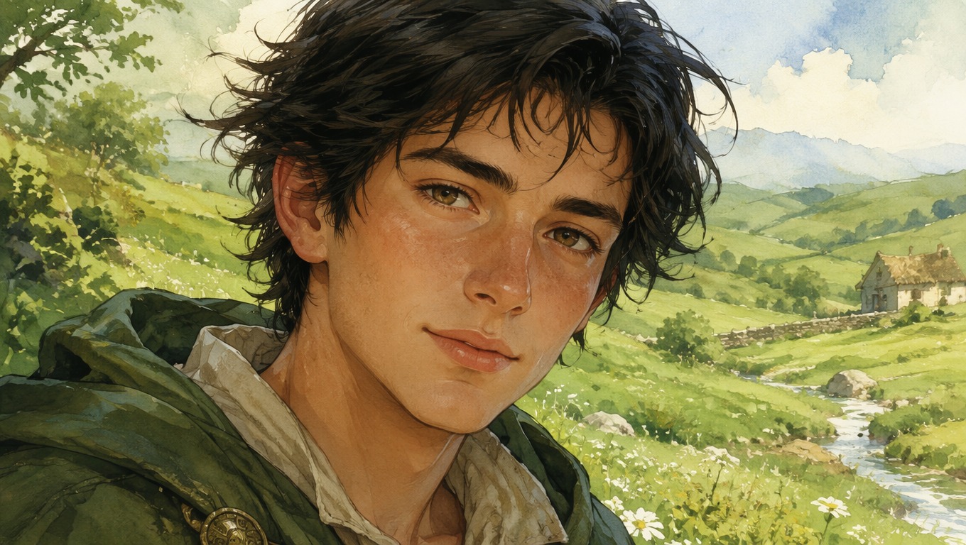 Portrait reimagined as a soft hand-painted fantasy character