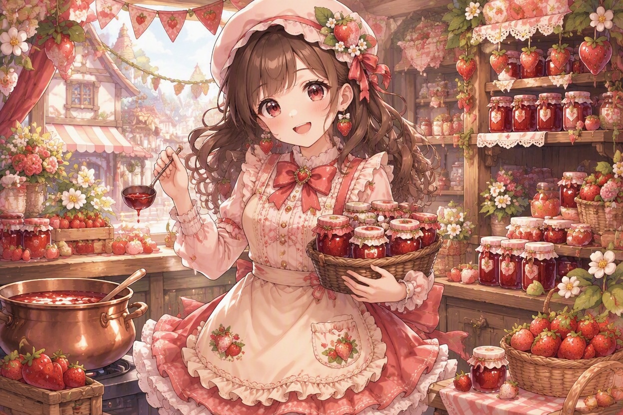 Berry dessert town character role concept