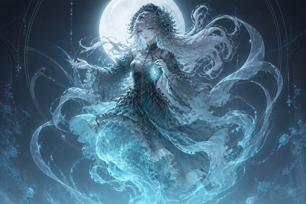 Ghost OC with a distinct translucent form and drifting spirit trail