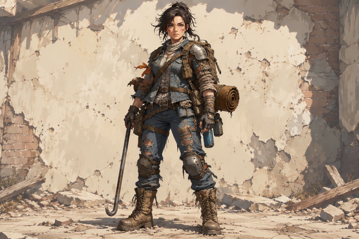 Original apocalypse survivor design with worn layered gear