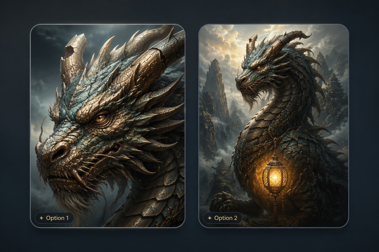 Generate story-ready dragon reference art