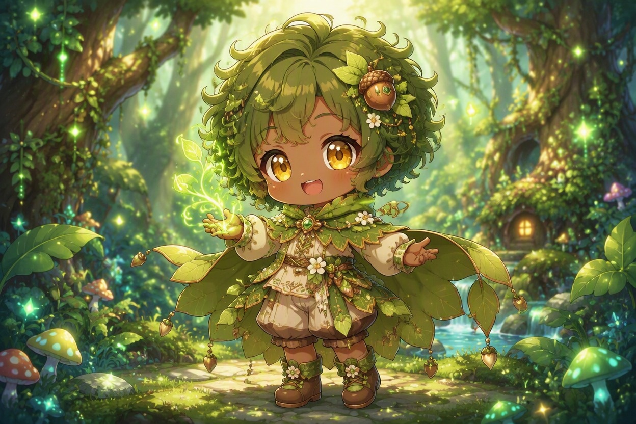 Original forest fantasy chibi OC