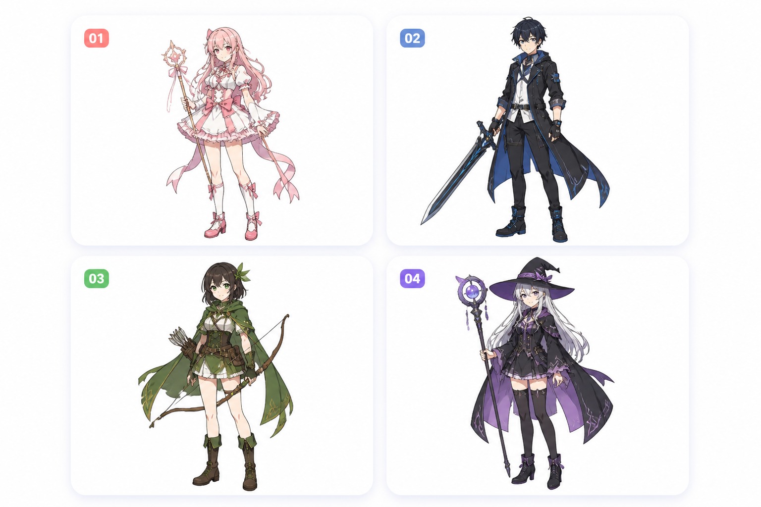 2D anime full body character art
