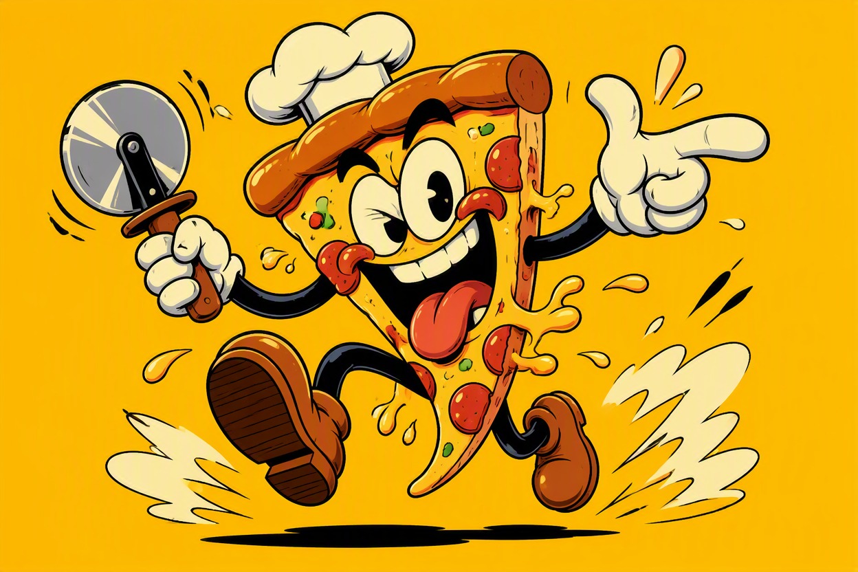 Build a Food-World Role: Pizza Tower OC maker capability illustration, page-specific visual example, polished anime or cartoon character concept art as appropriate, clean composition, no panels, no readable text, no logo, no watermark