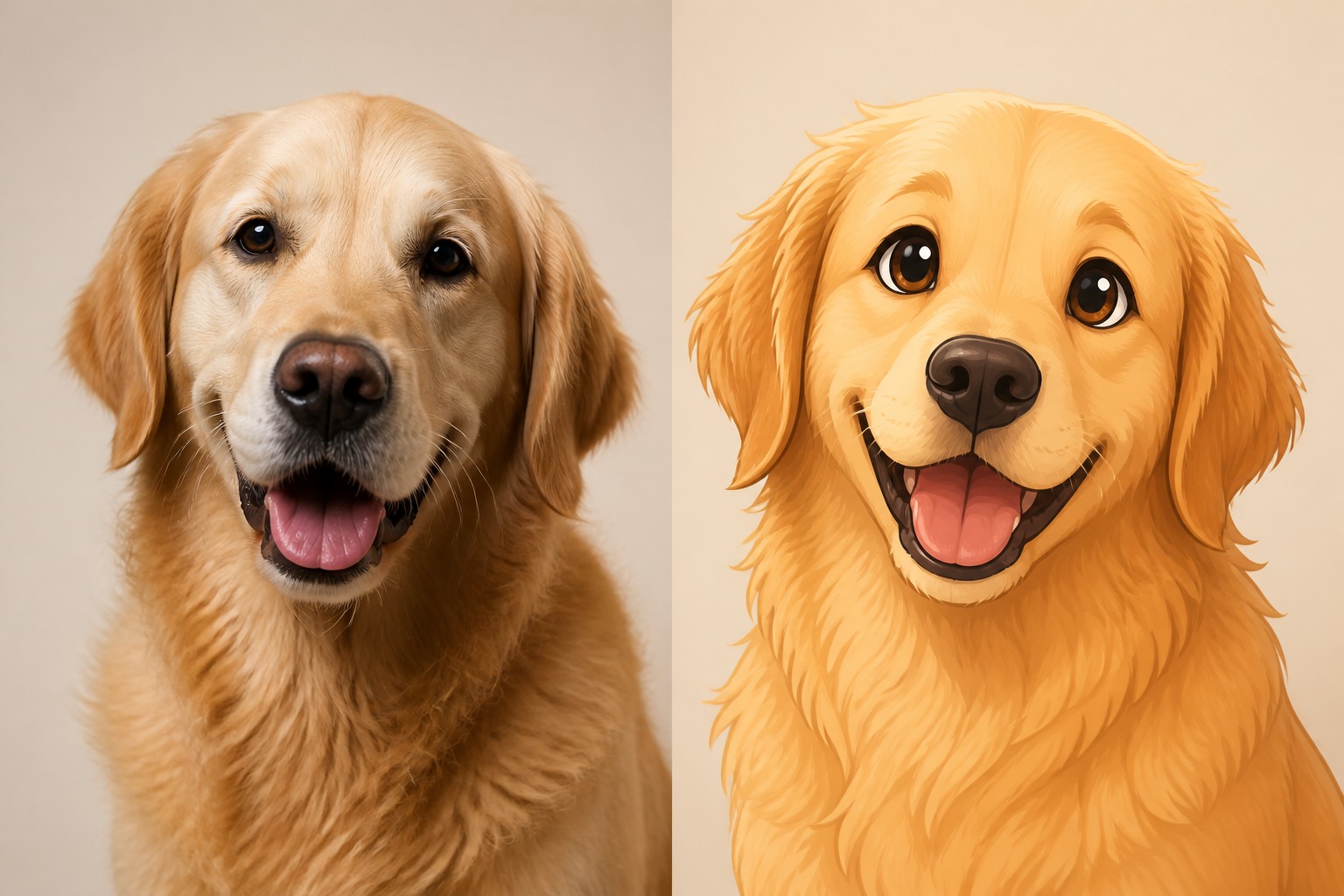 Transform pet photo into cartoon art