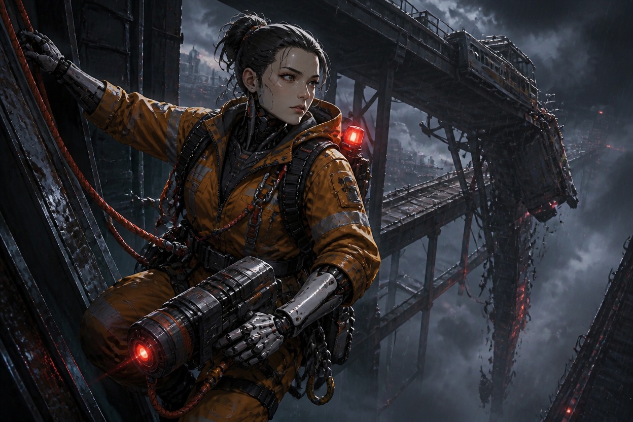 Original emergency responder android OC in a white and orange uniform