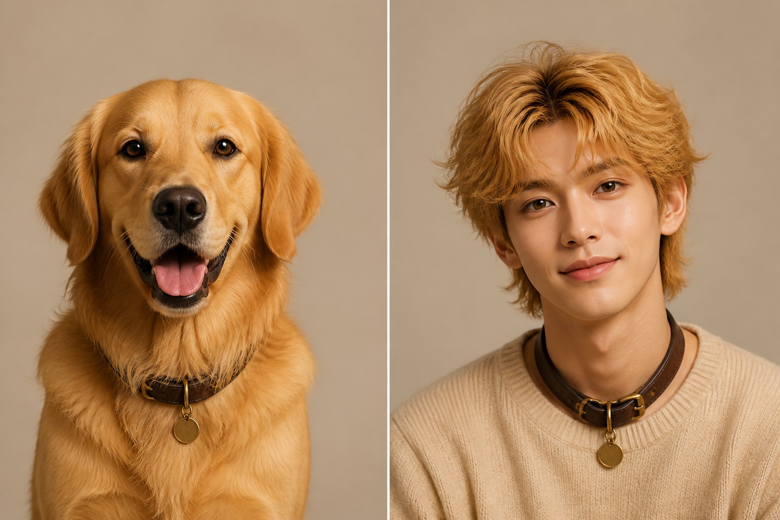 Transform pet photo into human portrait