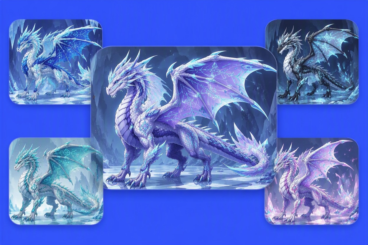 Original frost dragon with distinctive scale and wing patterns
