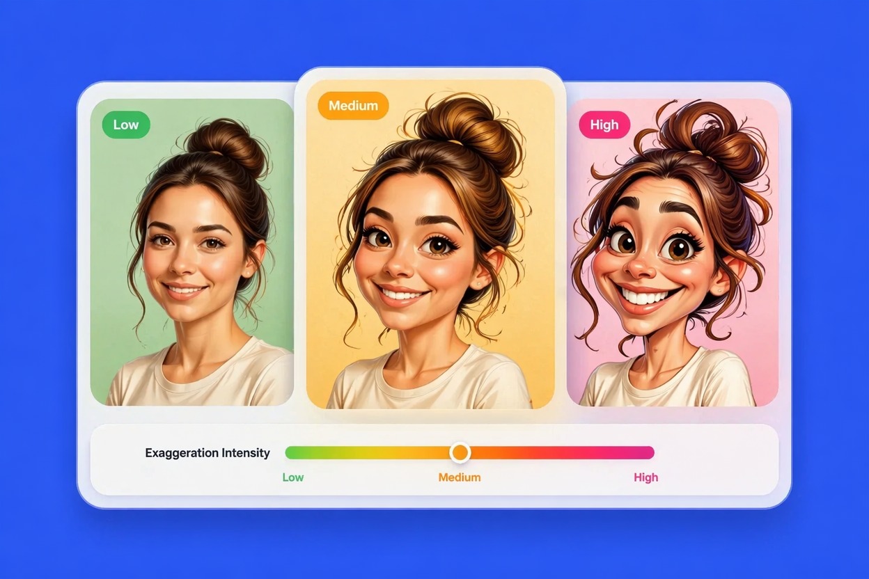 Funny profile caricature portrait with exaggerated expression