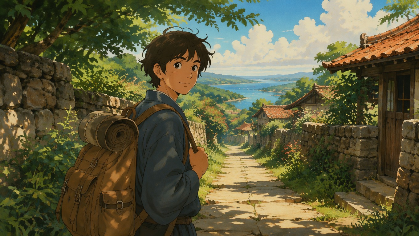 Warm hand-painted anime-style portrait created from a photo concept