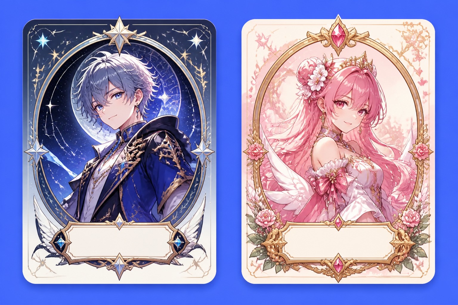 Anime character profile card concept with clean layout space