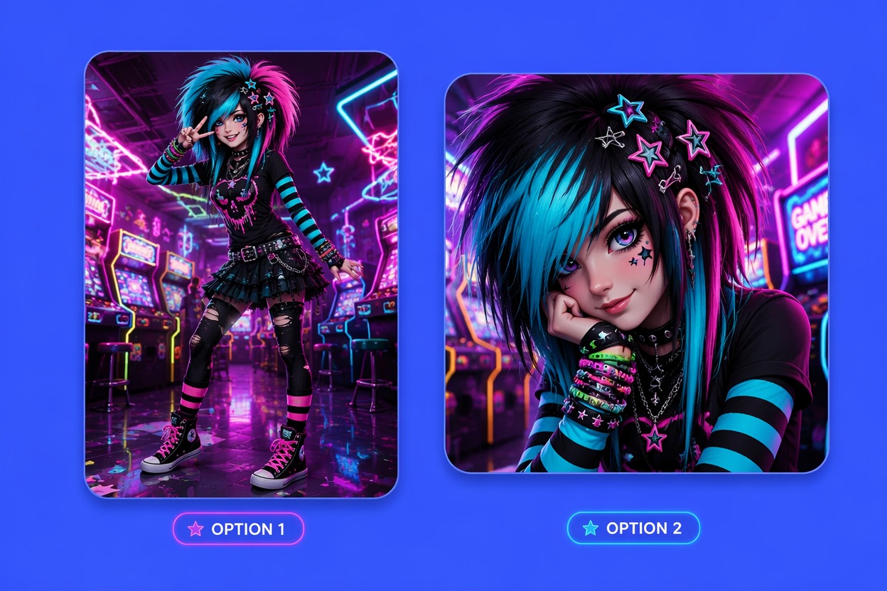 Neon Arcade Scene Kid