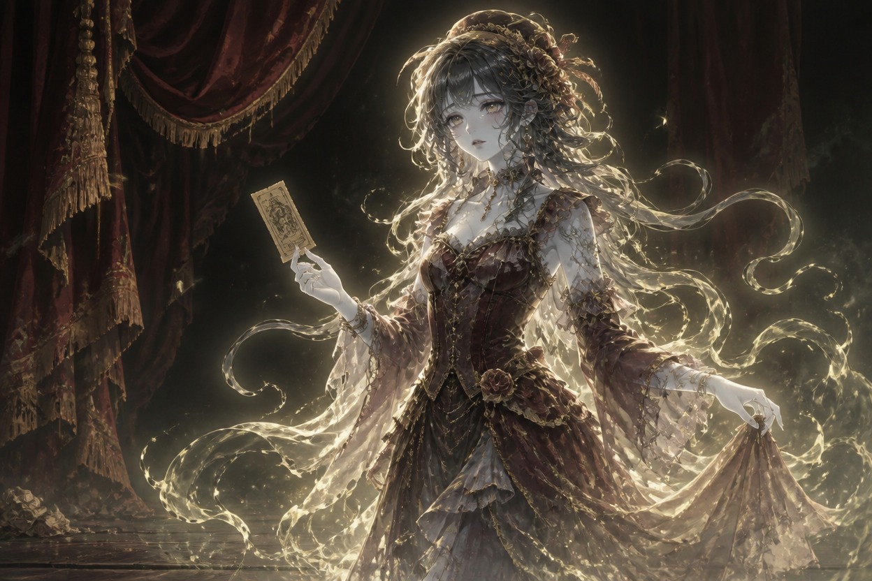 Original ghost character with historic clothing and a keepsake