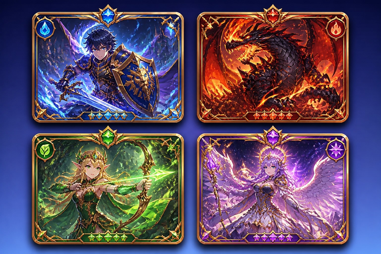 Anime battle card art with fantasy character and dramatic frame