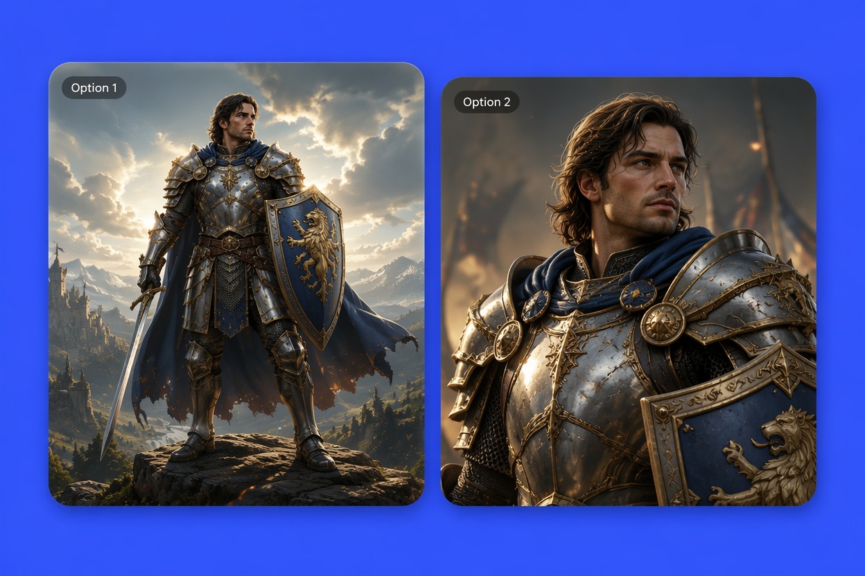 DnD armored fantasy character creator visual