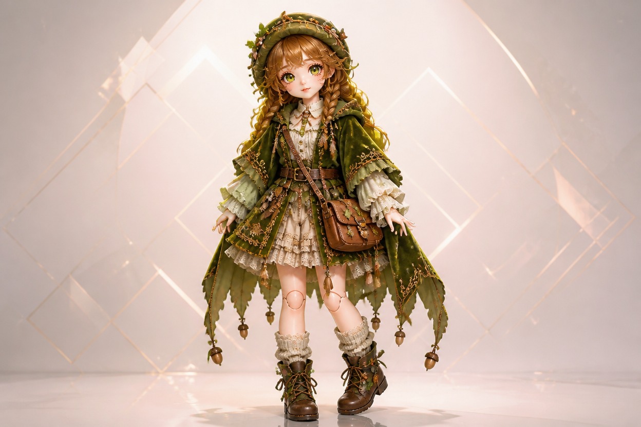 Full-body doll OC collectible concept with a signature prop