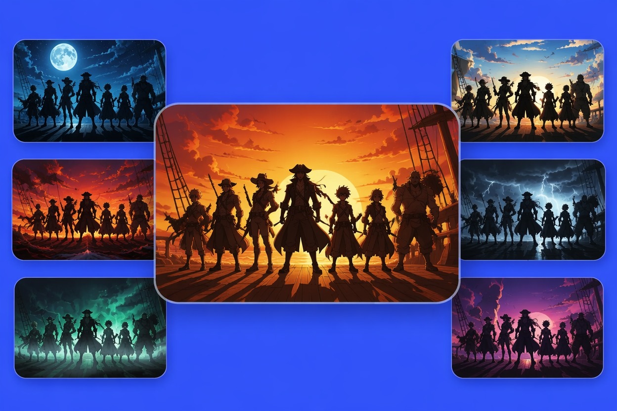 Separate Every Silhouette — Anime Pirate Crew Generator