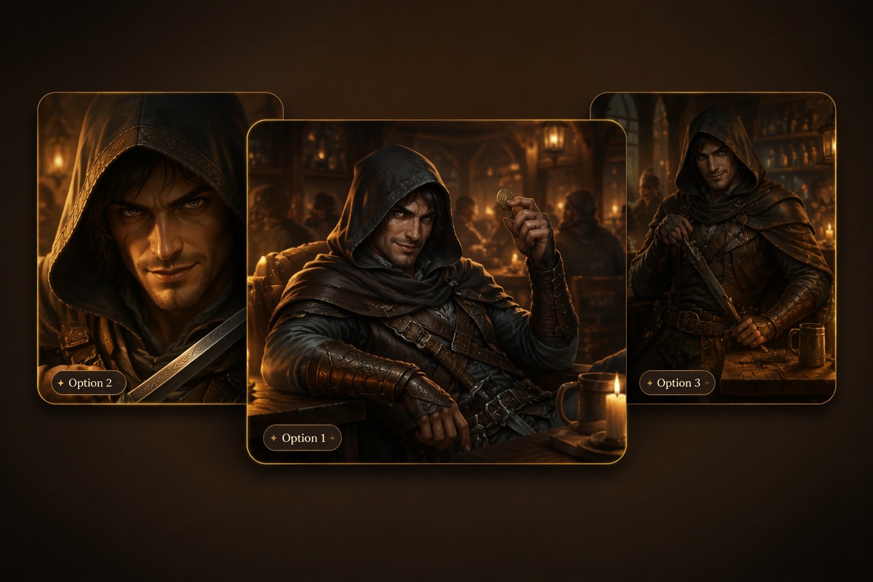 Fantasy tabletop rogue character portrait
