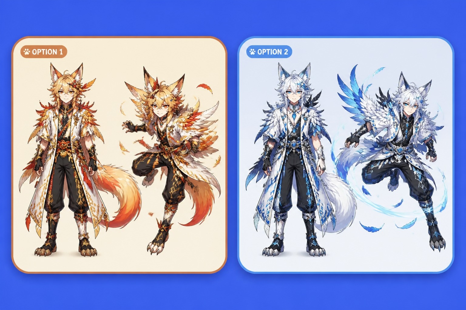 Anime hybrid body with animal ears tail and wings