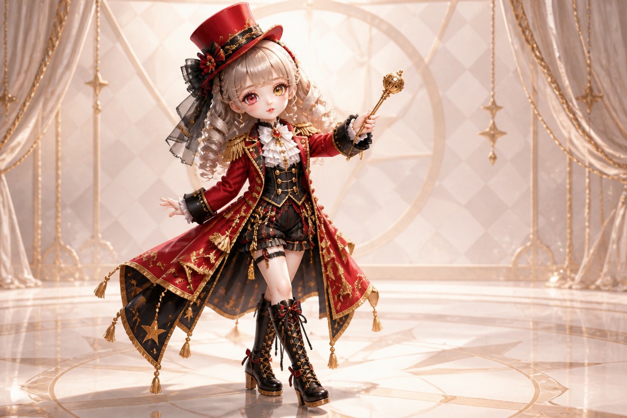 Doll OC showing a clear personality through face and silhouette