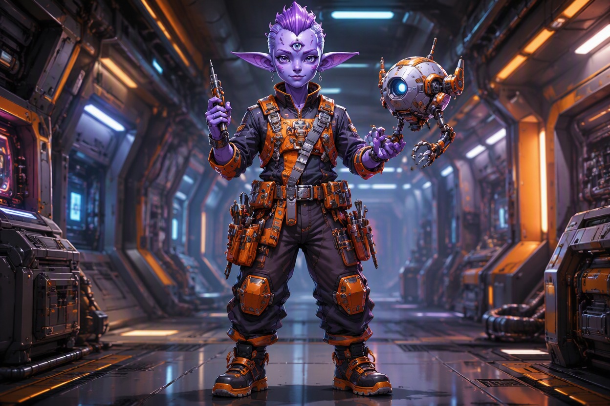 Alien RPG character with role-specific science fiction gear