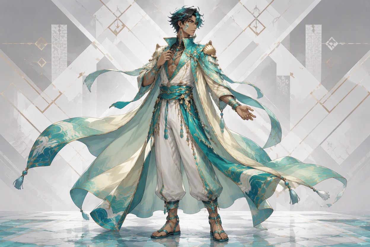 Original nation-inspired anime character whose outfit reflects a coastal or alpine environment