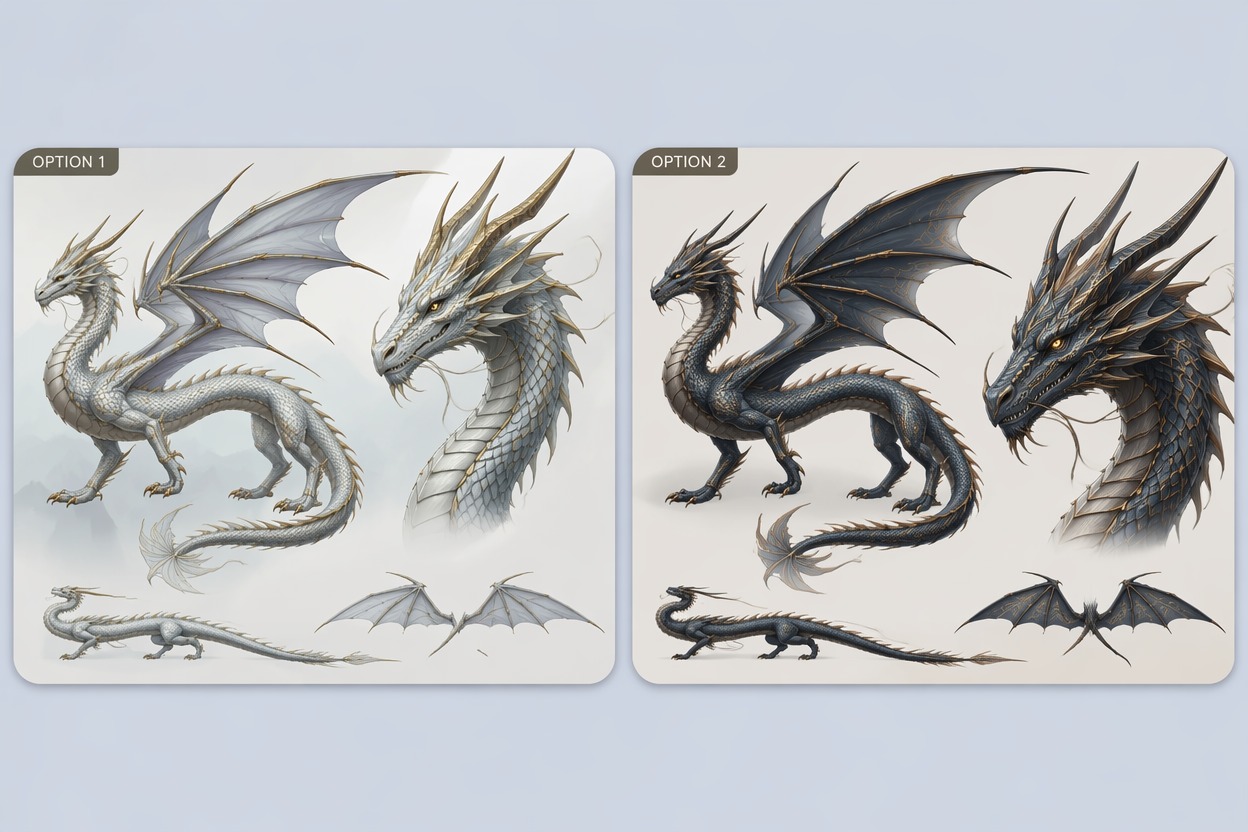 Build a distinct dragon body plan