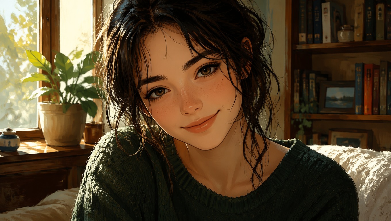 Ghibli-style inspired portrait with a recognizable face and soft painted color